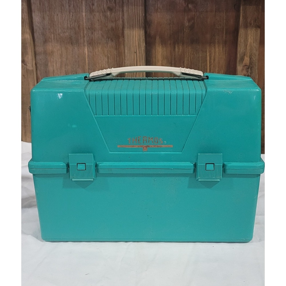 Vintage‎ Thermos Teal  Lunchbox Case With Handle